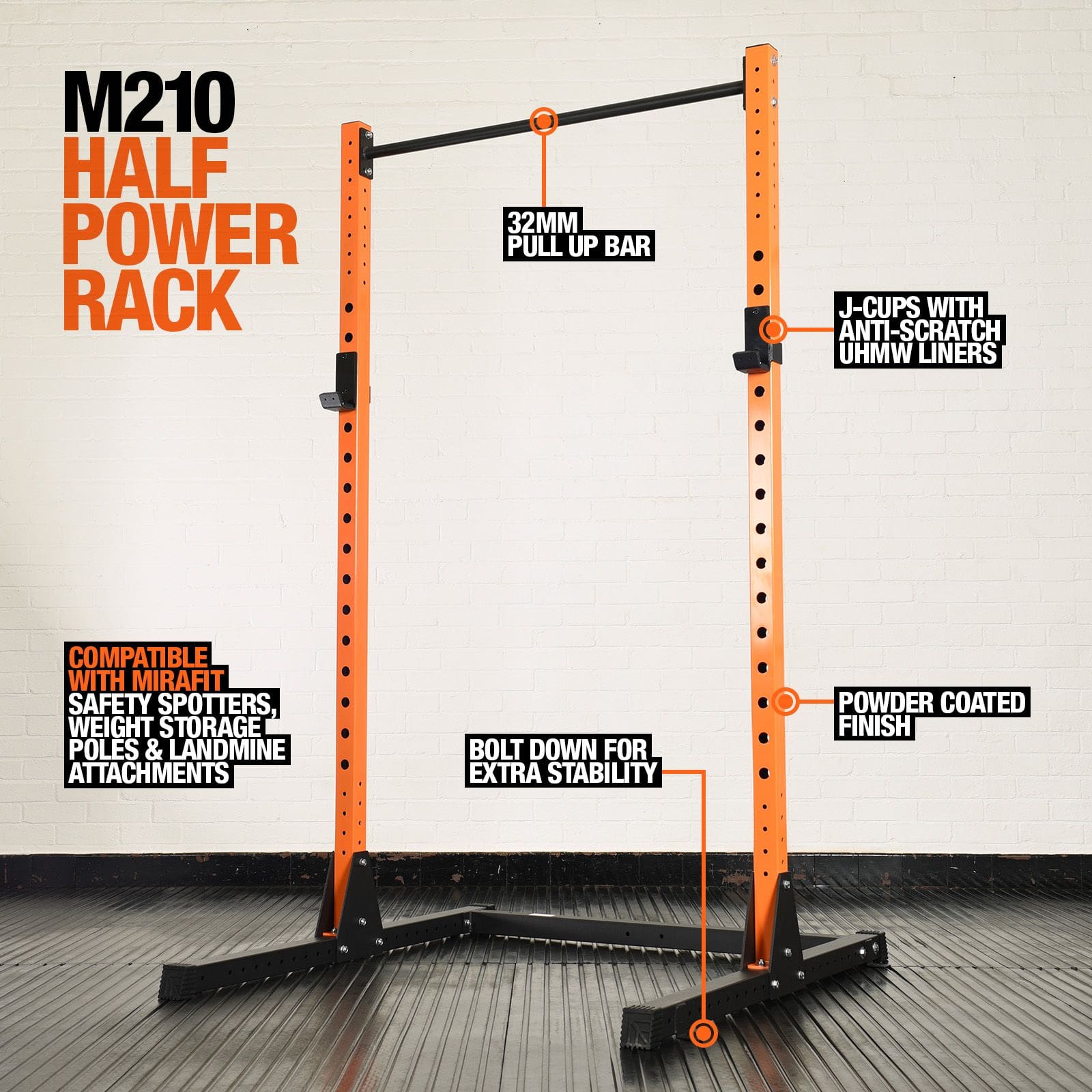 Mirafit M210 Half Power Rack Dimensions
