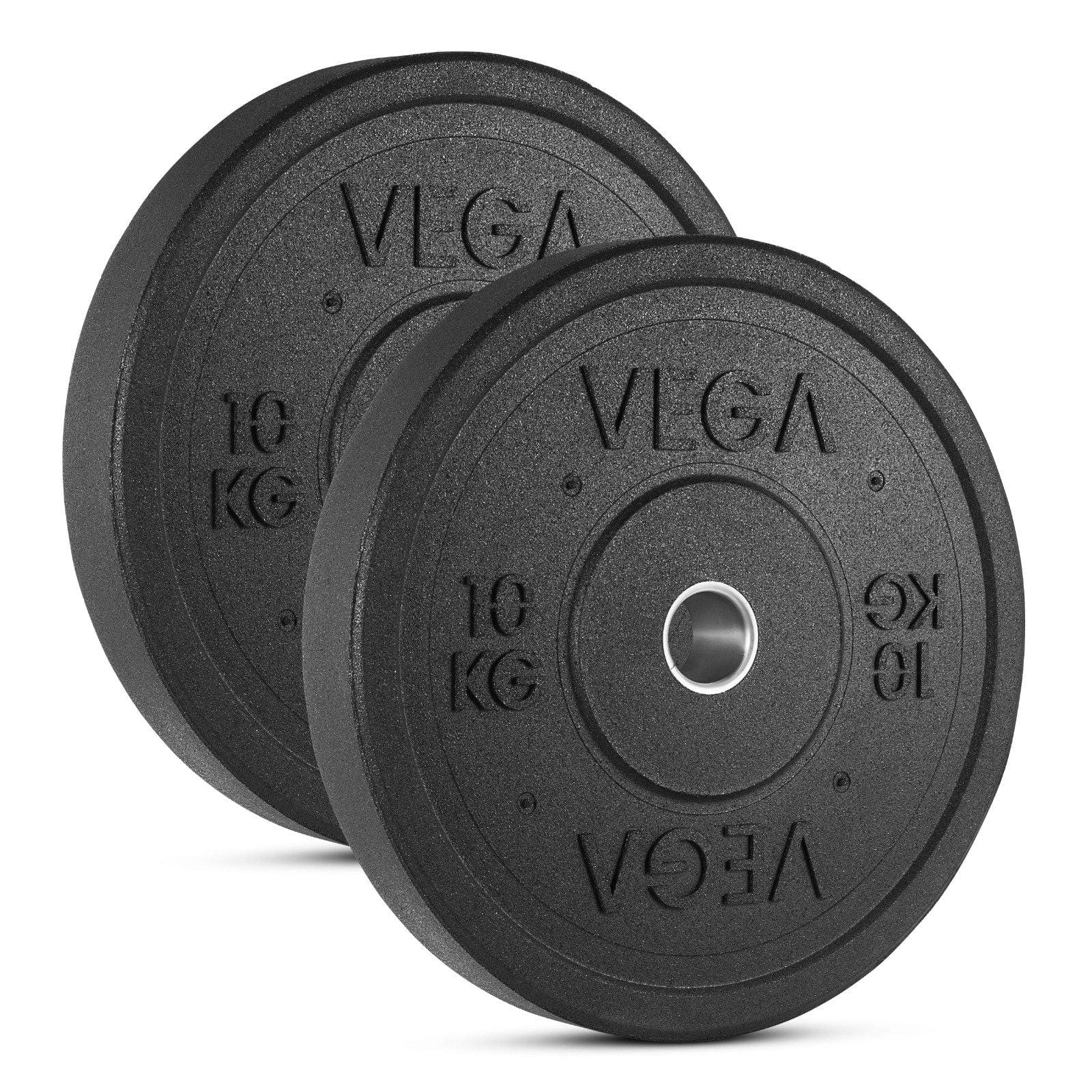 VEGA Fitness 100kg Rubber Bumper Plate Set with 7ft Escape Olympic Power Bar 10kg