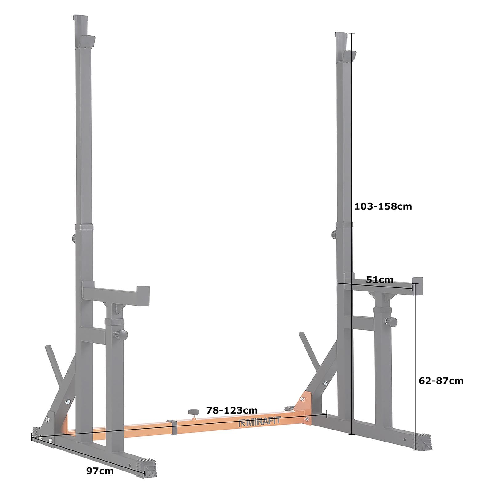 Mirafit M1 Squat Rack Dimensions