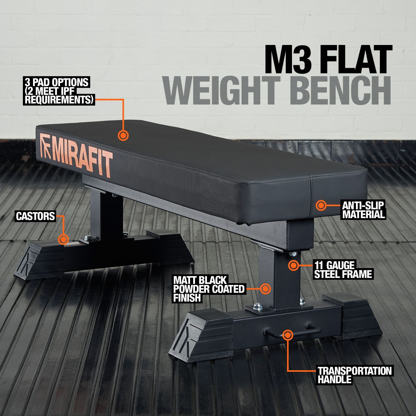 MIRAFIT M3 FLAT WEIGHT BENCH Specifications