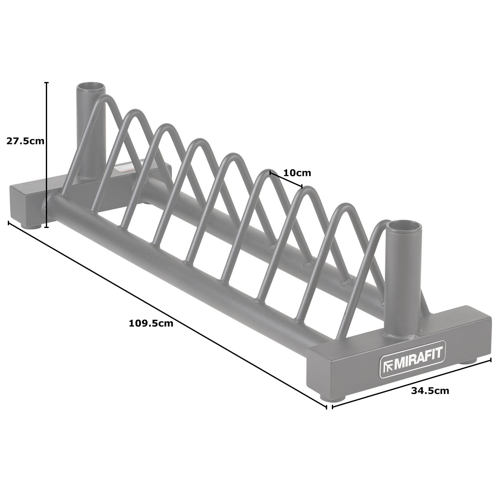 Mirafit Horizontal Plate Rack & Bar Stand Dimensions