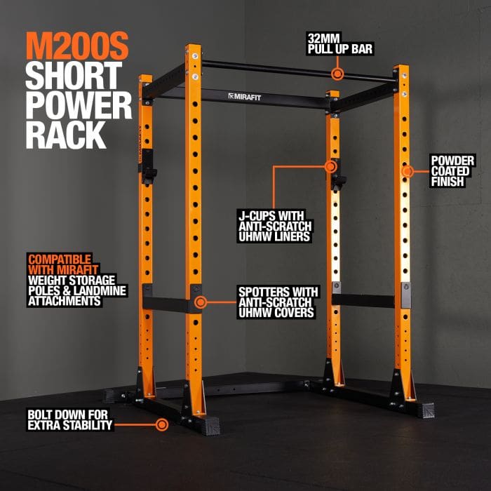 Mirafit M200S Short Power Rack Orange Version