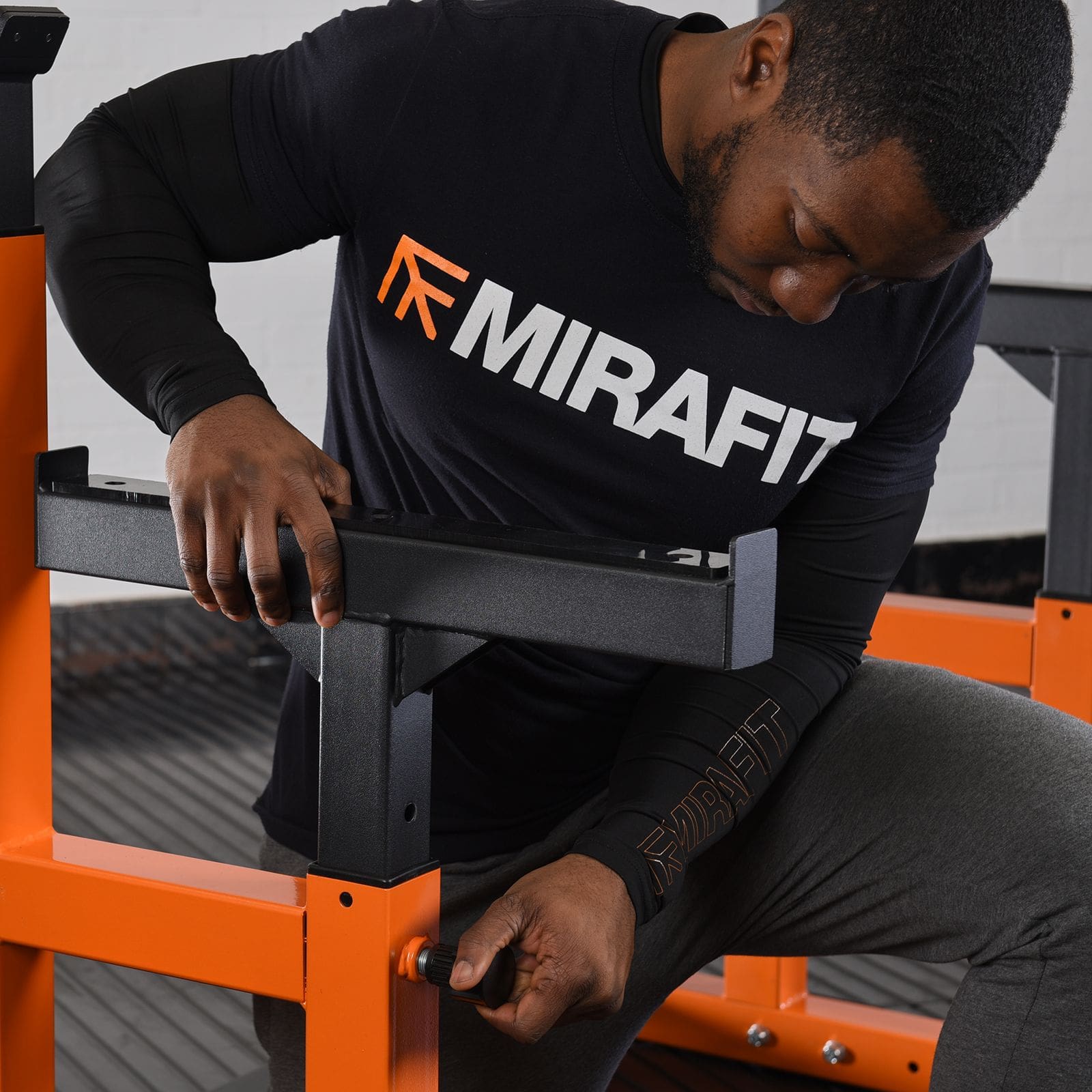 mirafit m2 squat rack - up close