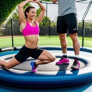 Leg workouts on a trampoline