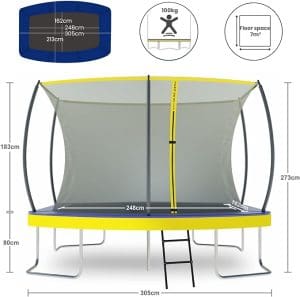 ZERO GRAVITY Ultima 5 Rectangular Barrel Trampoline in 3 Sizes. High Specification with Safety Enclosure Netting and Ladder - Review