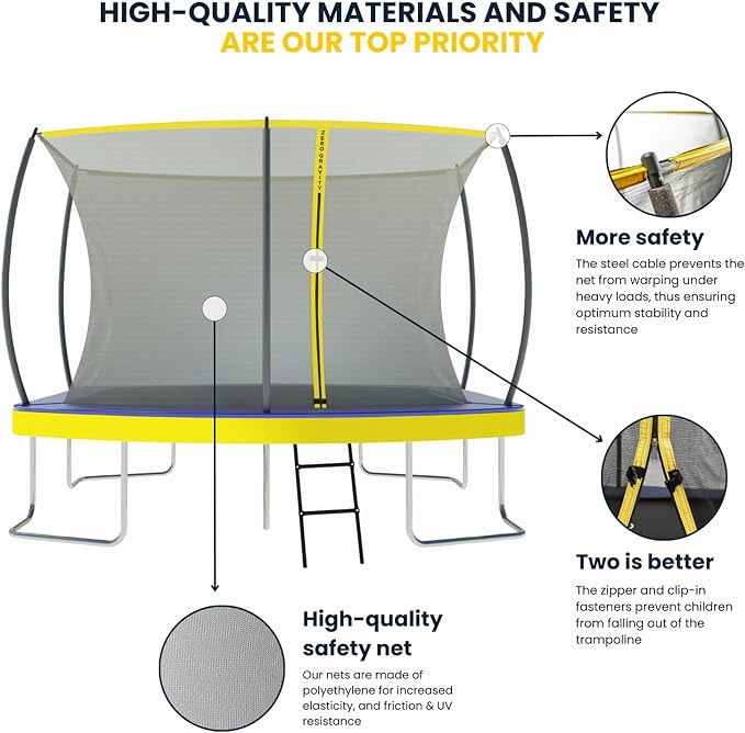 ZERO GRAVITY Ultima 5 Rectangular Barrel Trampoline in 3 Sizes. High Specification with Safety Enclosure Netting and Ladder UK