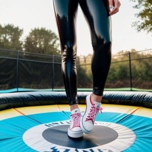 focusing on legs for trampoline exercises
