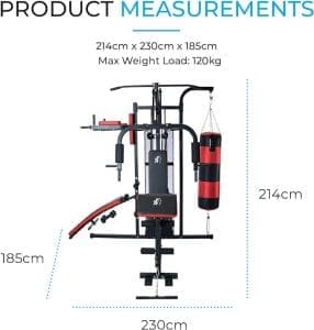 Fit4home TF-7005 Multi Gym with Punch Bag Review - Dimensions
