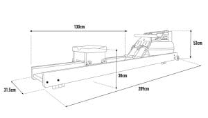 Walnut WaterRower Original Series Rowing Machine with S4 Monitor - Dimensions